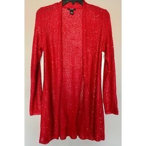 Glam ALFANI Sequins Red Cardigan Duster M